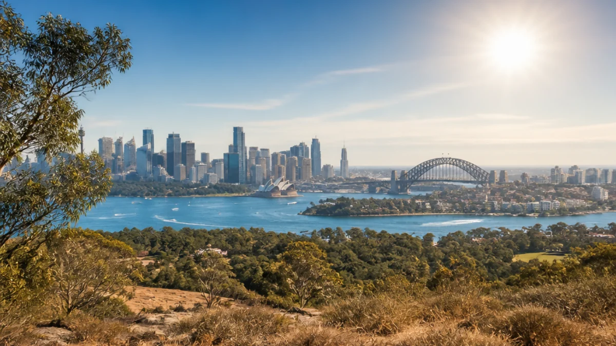 Sydney durante una giornata calda e secca di inizio primavera