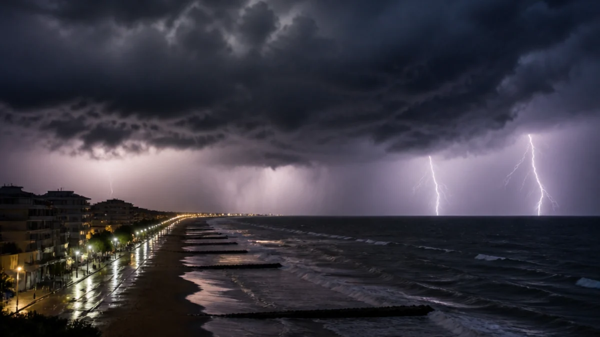 Temporale notturno sulla costa romagnola
