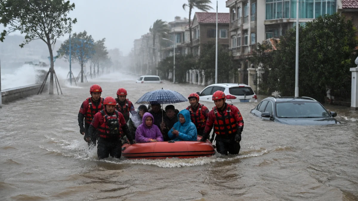 Alluvioni provocate dal tifone Saudel in Fujian