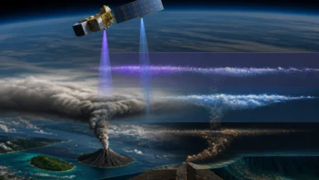 Il lidar ATLID e il radar CPR hanno distinto strati e particelle del pennacchio indonesiano, offrendo al centro VAAC di Darwin dati utili per verificare le quote di volo interessate.