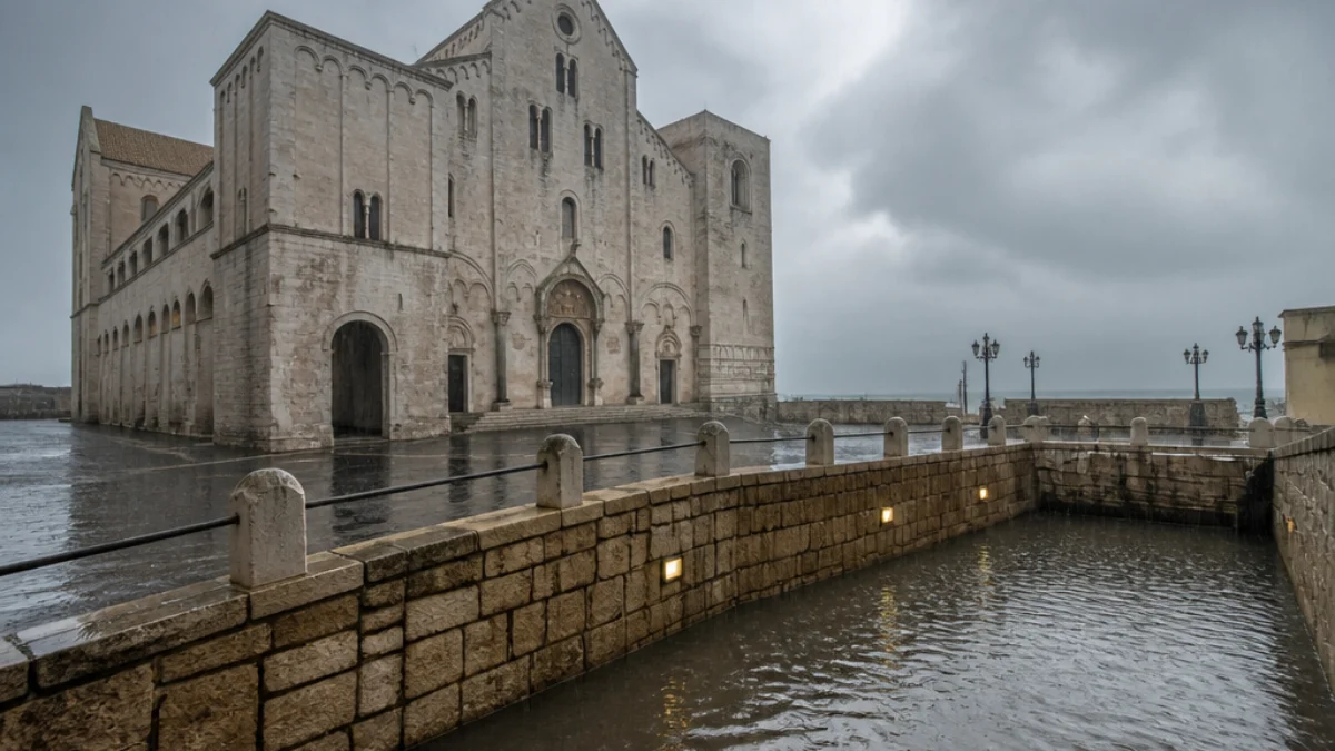 Basilica di San Nicola a Bari sotto la pioggia, immagine illustrativa