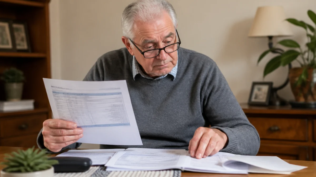 Pensionato consulta i documenti per il canone Rai