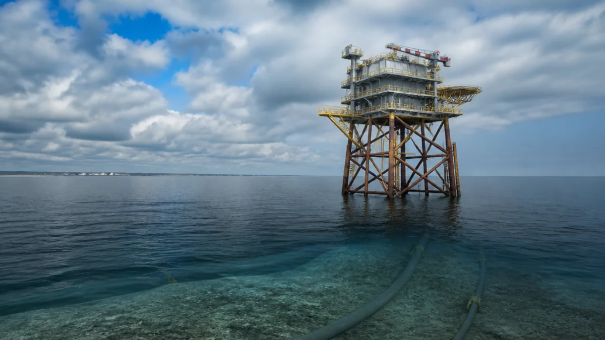 Piattaforma offshore Douglas CCS per la CO₂ nella baia di Liverpool