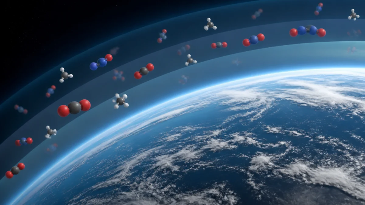 Illustrazione dell’atmosfera terrestre con accumulo di gas serra
