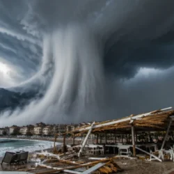 Stabilimento balneare danneggiato dal vento a Letojanni