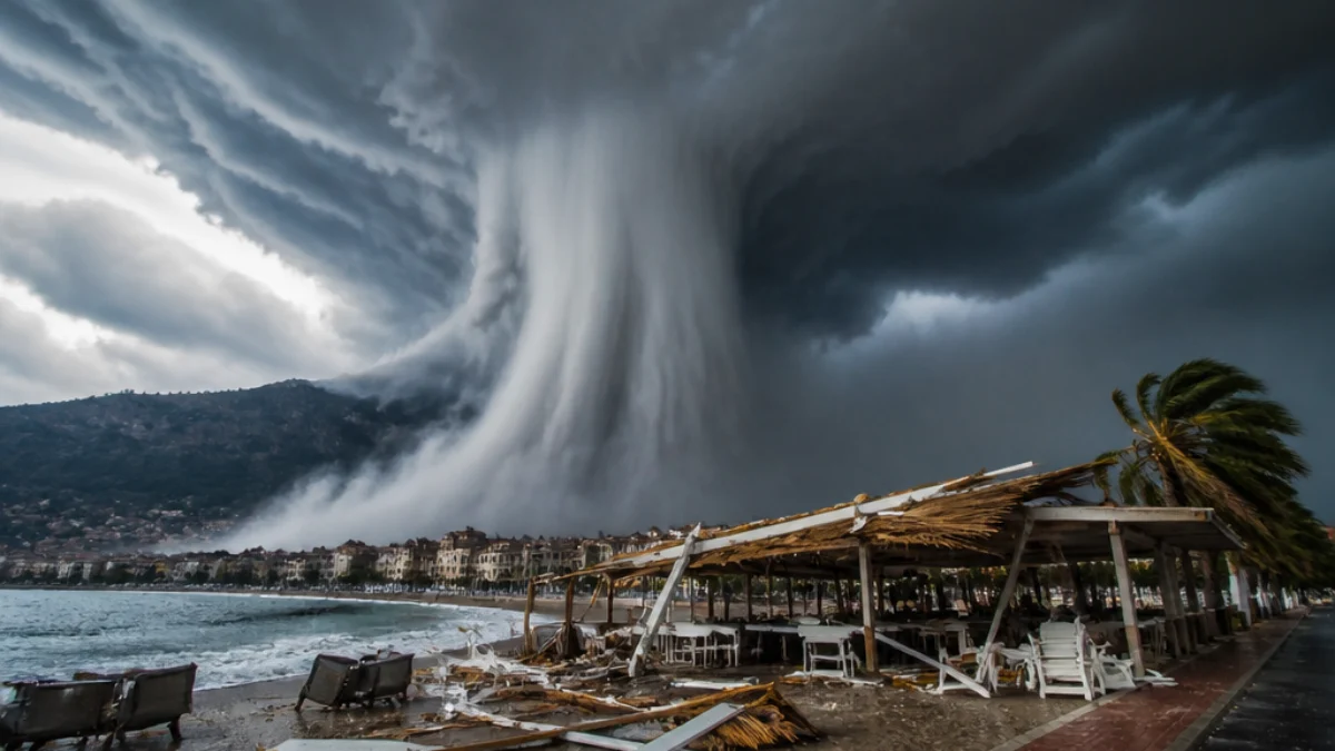 Stabilimento balneare danneggiato dal vento a Letojanni