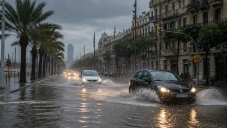 Una fase perturbata alimentata dall’aria fredda e dall’umidità mediterranea ha provocato allagamenti e forti disagi ai trasporti catalani.