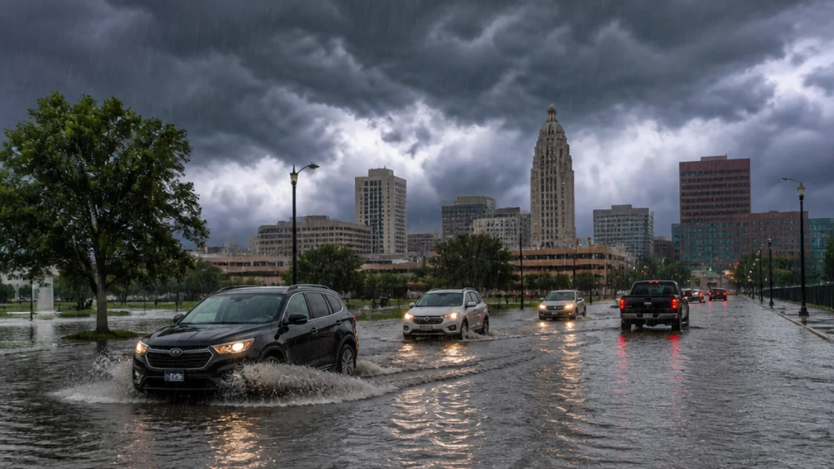 Allagamenti dopo la pioggia record a Lincoln, Nebraska