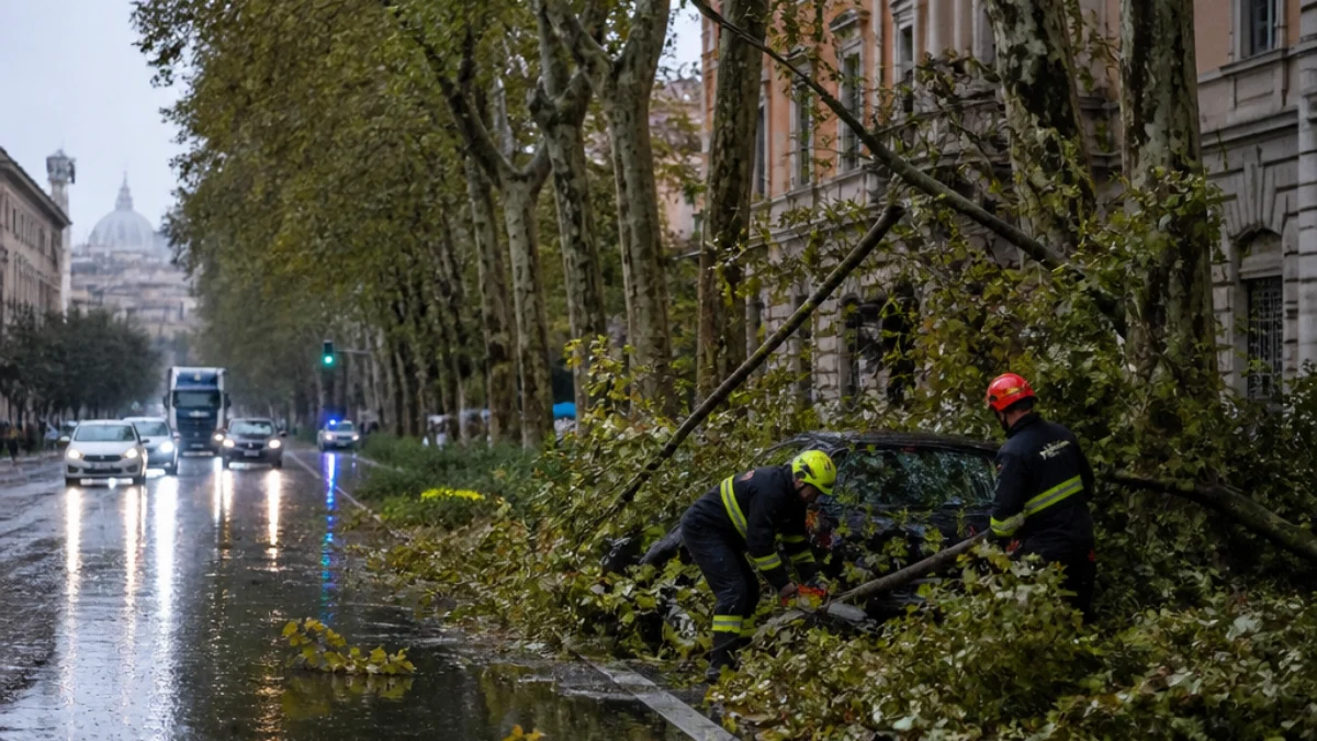 Maltempo a Roma, interventi per alberi caduti e allagamenti