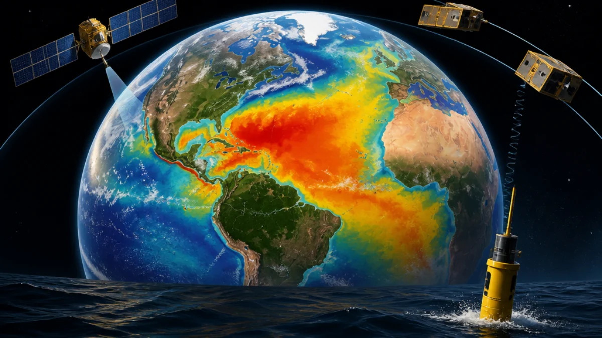 Satelliti osservano la distribuzione del calore negli oceani